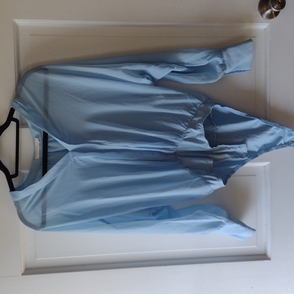 Light blue sheer open sleeve body suit small